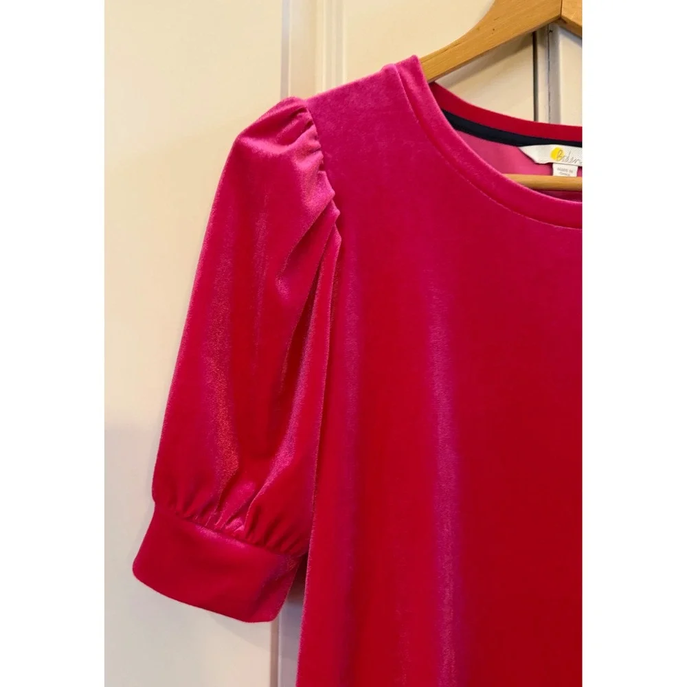 Gorgeous Pink Boden Soft Velvet Short Puffed Sleeve Blouse Size 4 Colorful - Picture 5 of 7